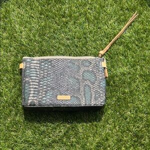 Consuela Blue and Gray Snakeskin Wristlet